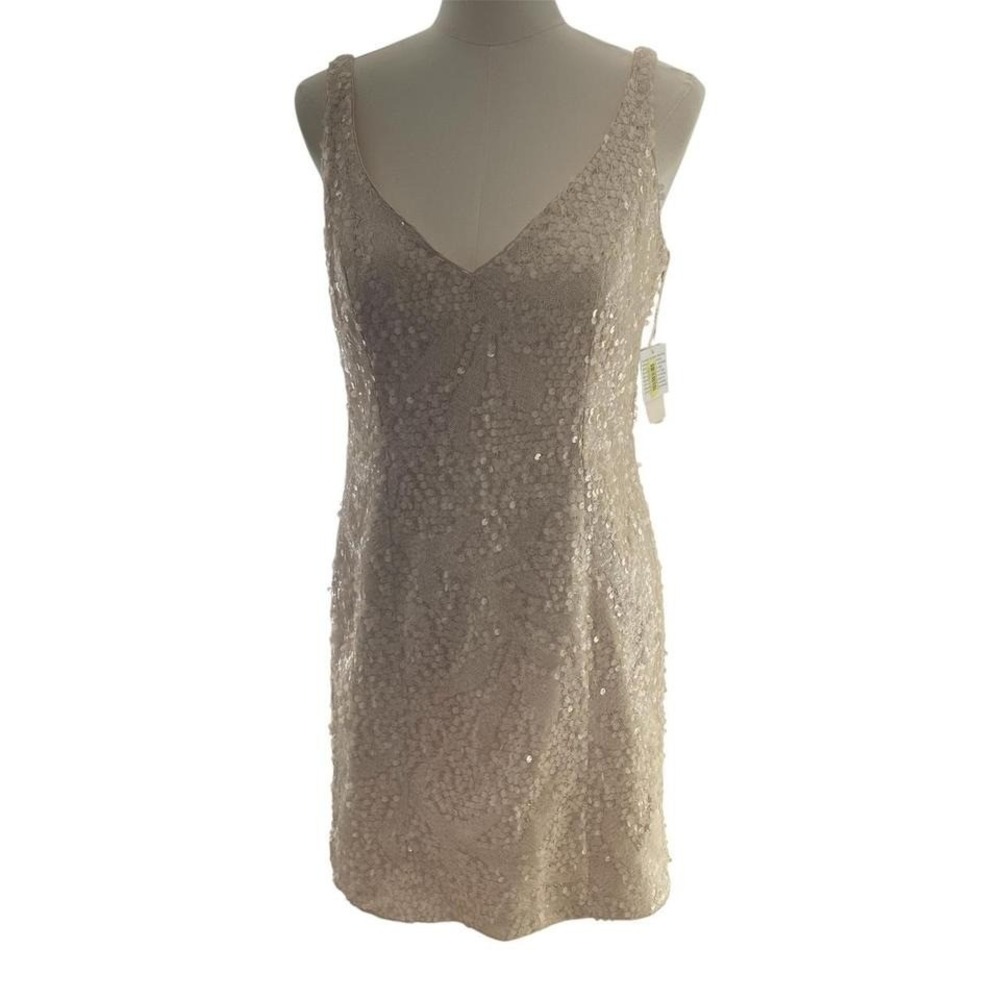 NWT Aidan Mattox Women's Sequin Cocktail Dress Size 10 champagne Sleeveless‎